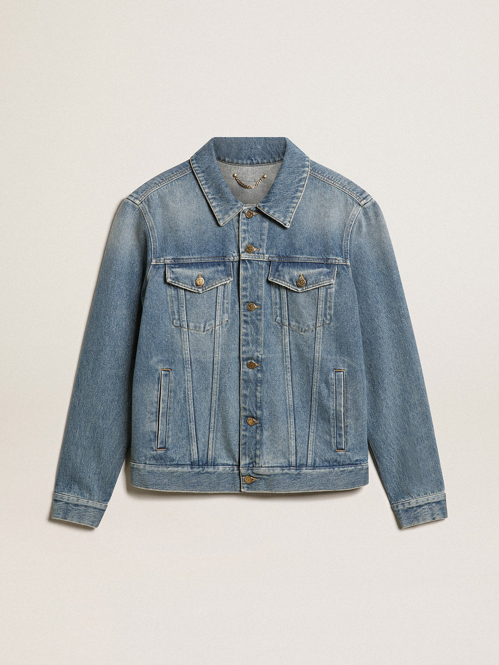 Men's denim jacket with medium wash
