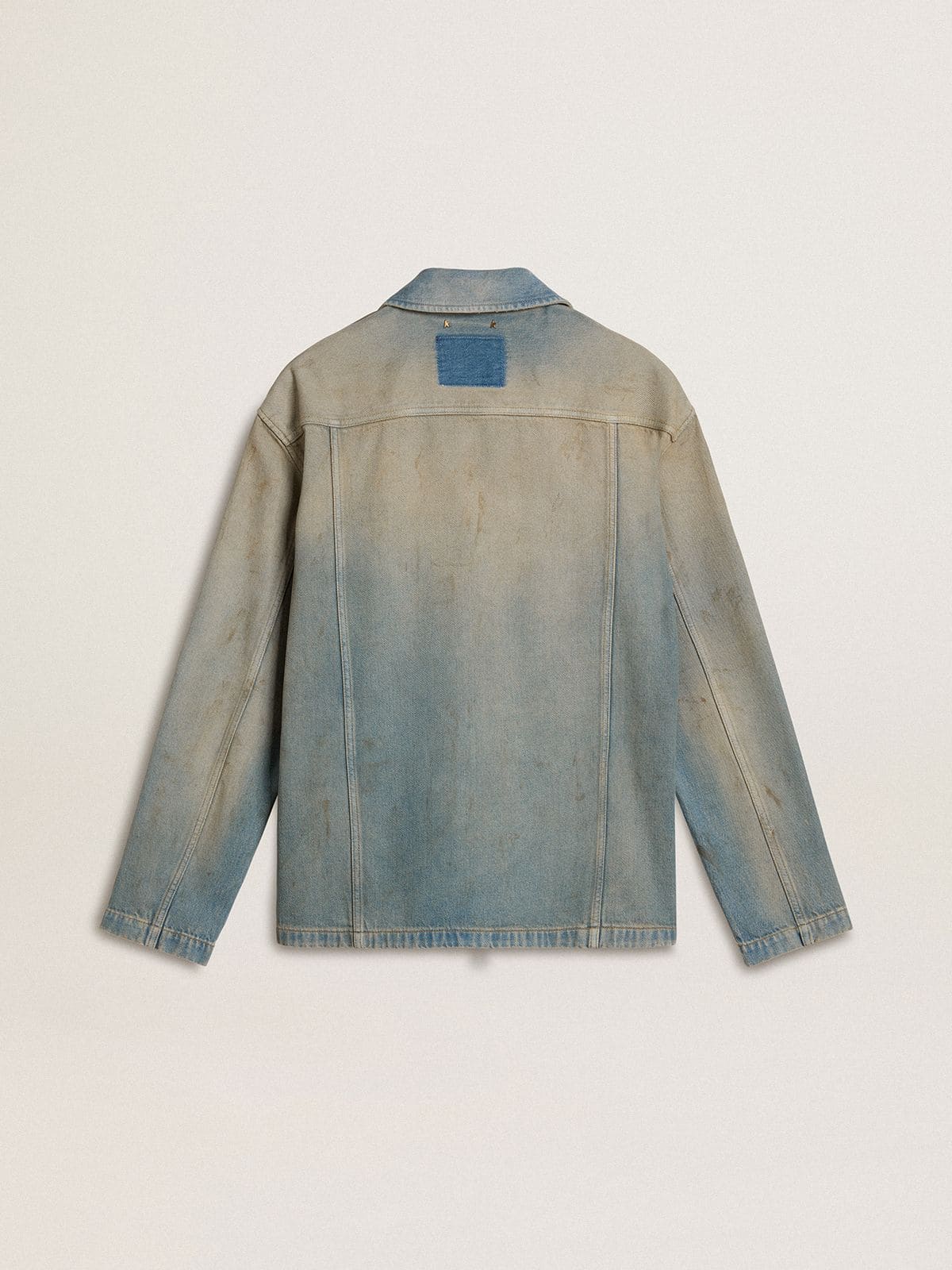 Men's distressed-effect denim jacket with zip