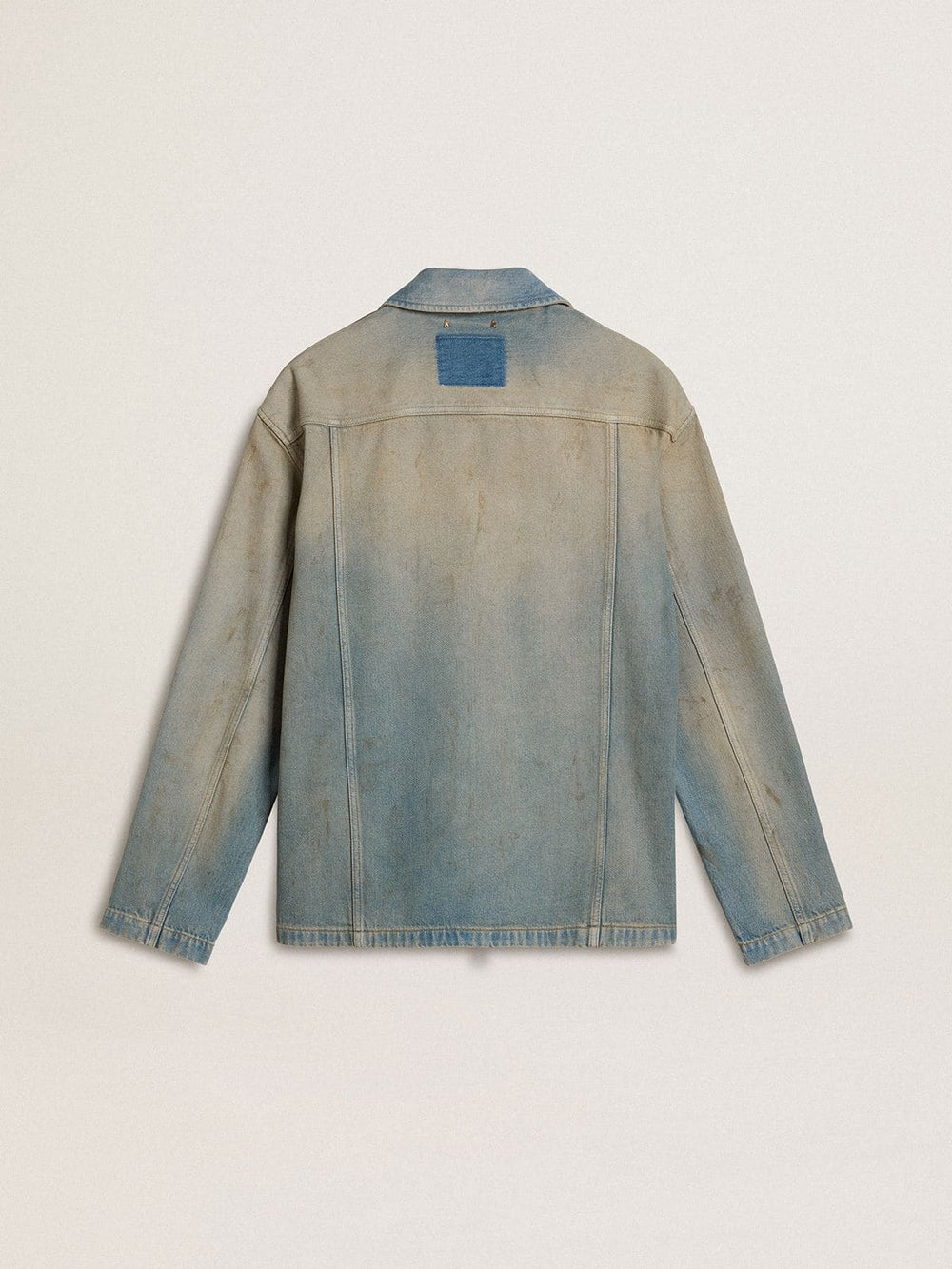 Men's distressed-effect denim jacket with zip
