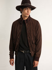 Golden Collection flight jacket in dark brown suede