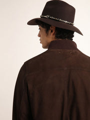 Golden Collection flight jacket in dark brown suede