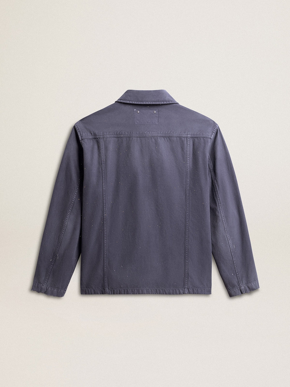 Men's blue jacket in denim cotton with distressed treatment