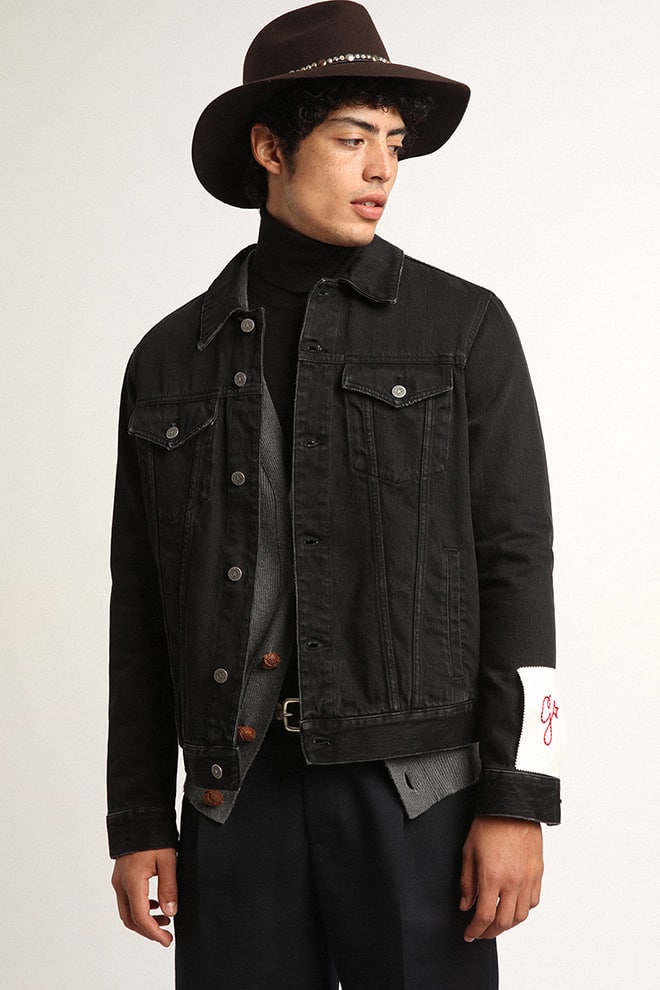 Men’s black one-wash denim jacket