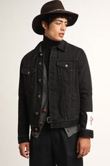 Men’s black one-wash denim jacket