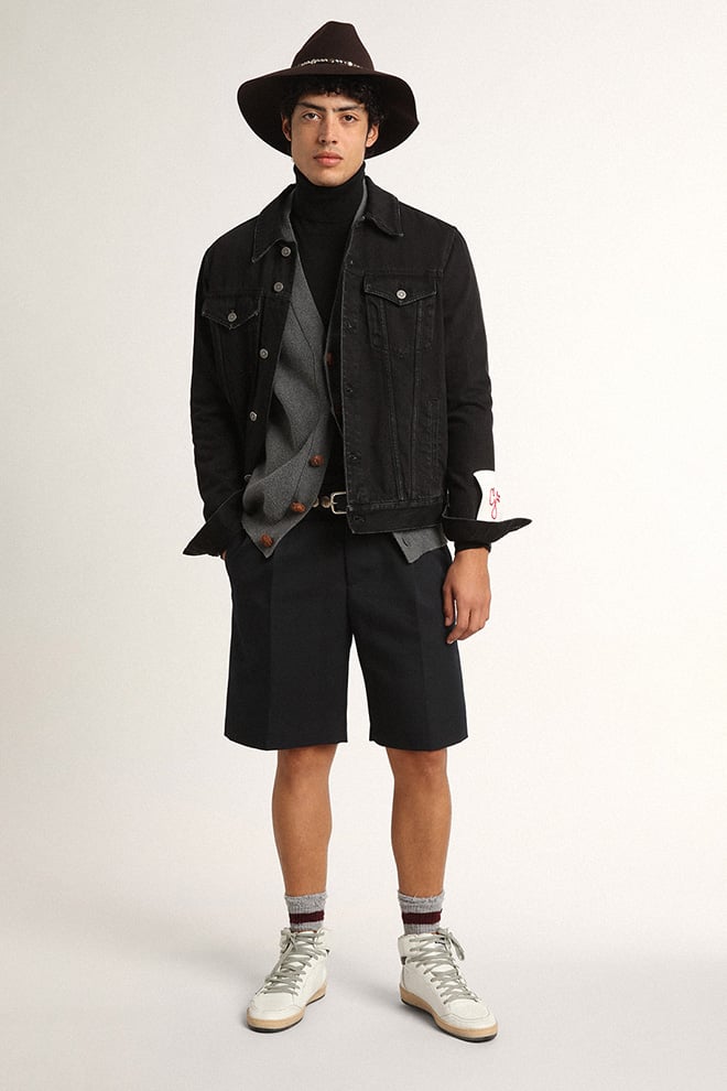 Men’s black one-wash denim jacket