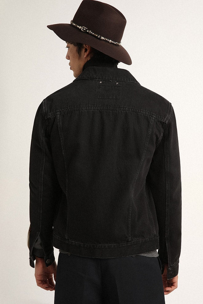 Men’s black one-wash denim jacket