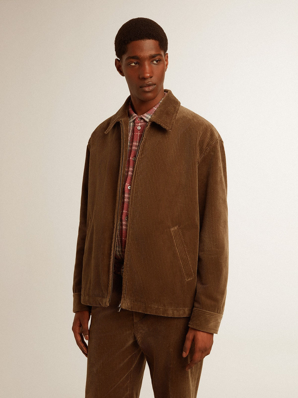 Men's olive-green corduroy jacket
