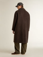 Men's single-breasted Journey coat in wrinkle wool blend with floral pin