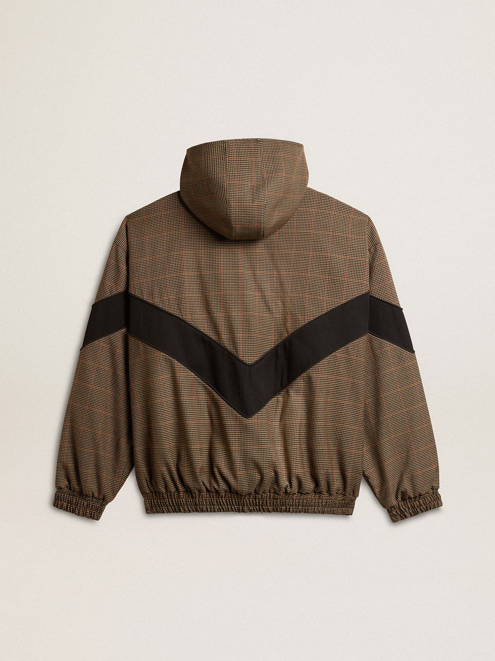 Windcheater in beige and black houndstooth
