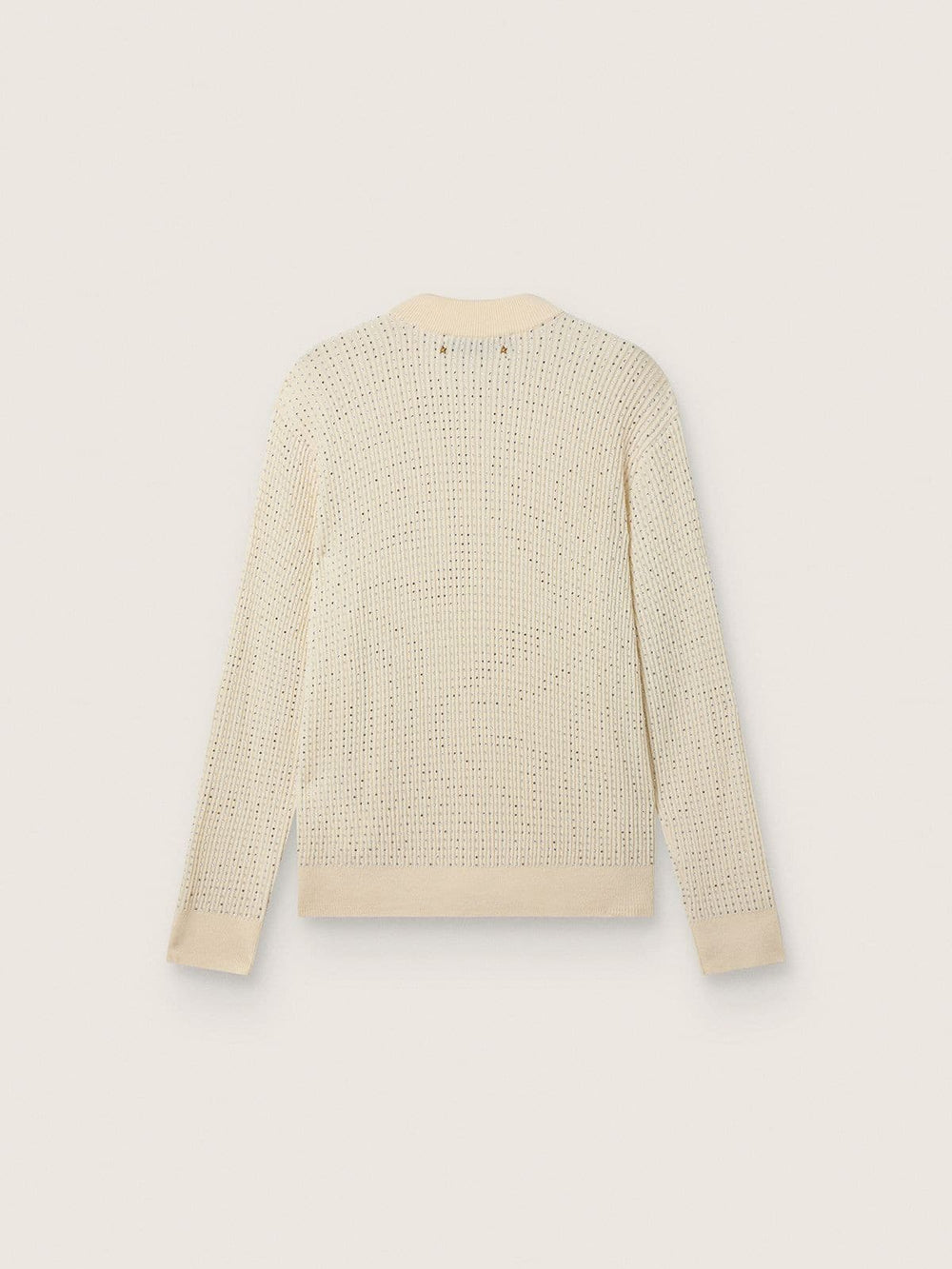 Men's crew-neck sweater in white merino wool with all-over crystals