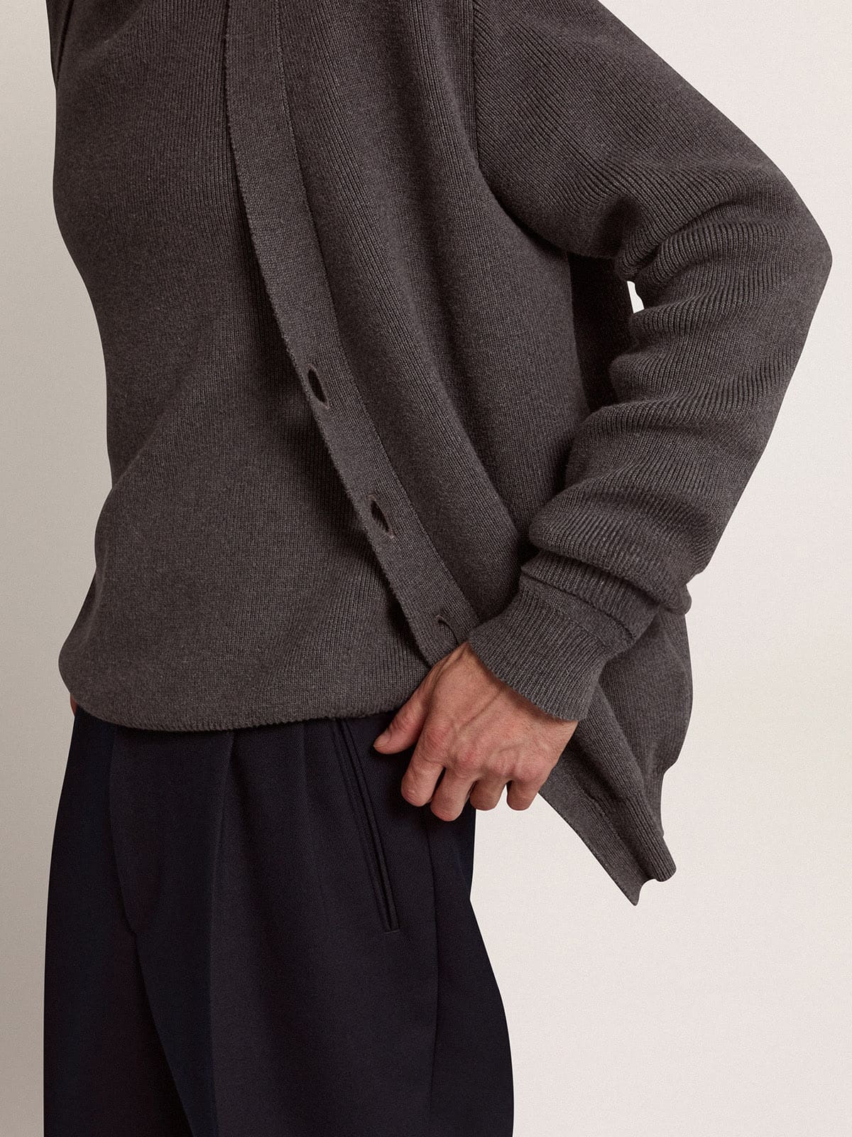 Men's grey cotton cardigan with buttons Golden Goose