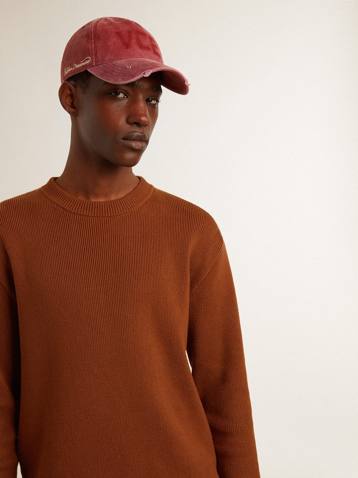 Men's crew-neck sweater with logo on the back