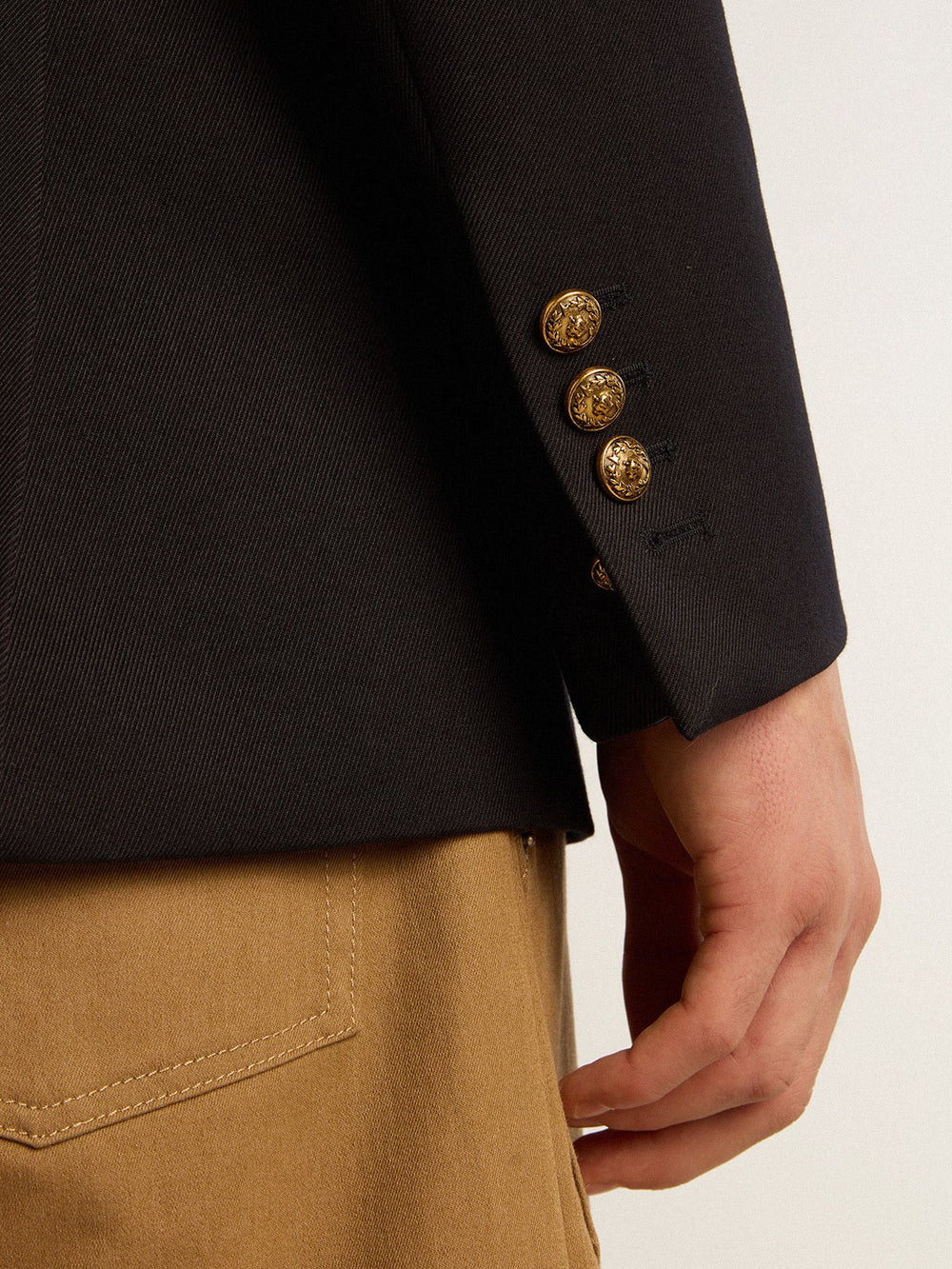 Men's double-breasted blazer in dark blue