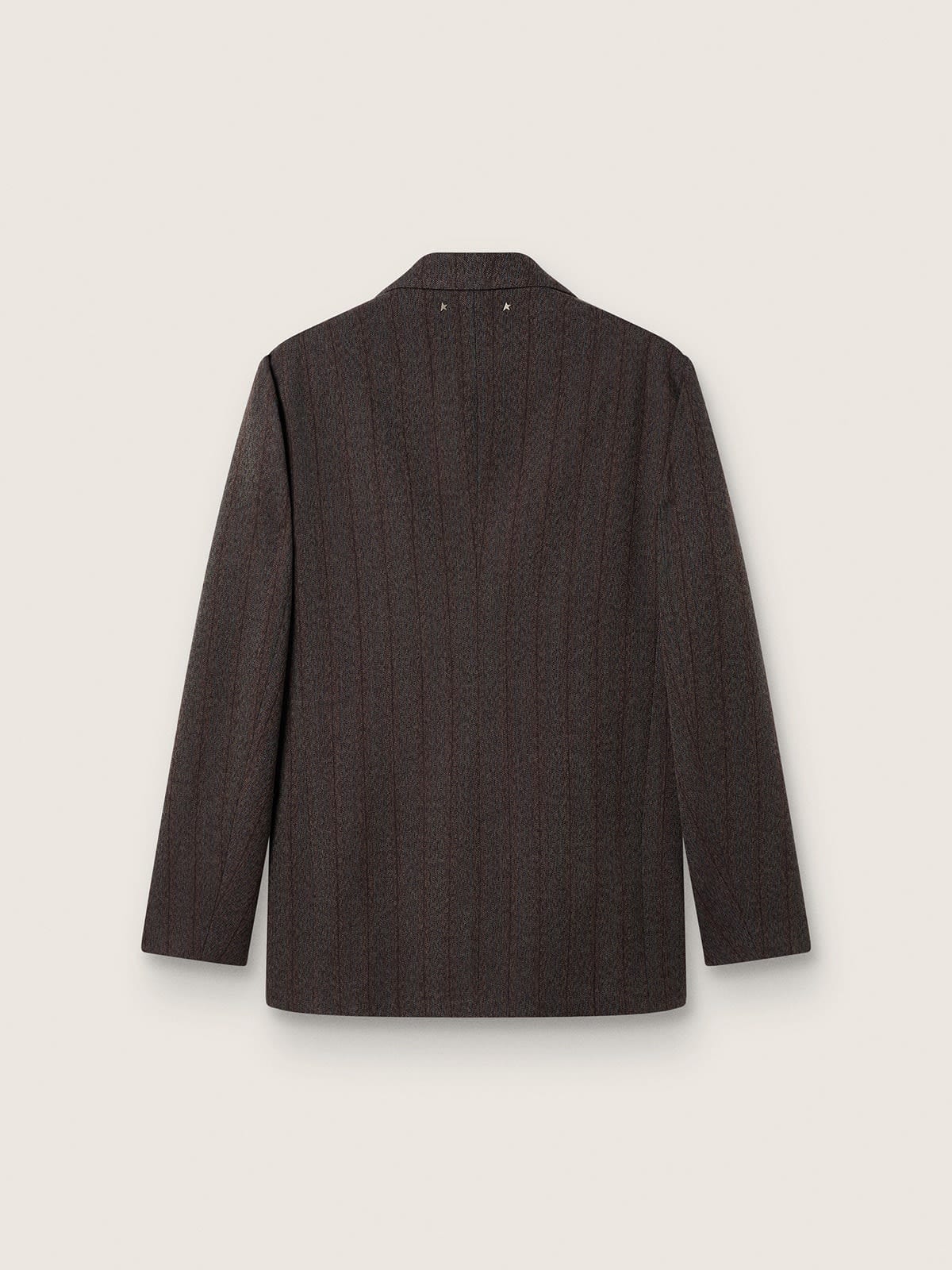 Men's single-breasted blazer in dark brown wool with thin stripe pattern