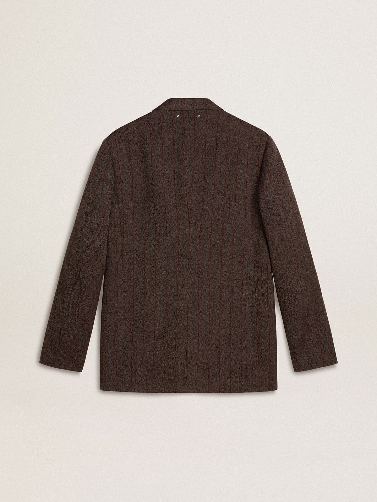 Men's single-breasted blazer in dark brown wool with thin stripe pattern