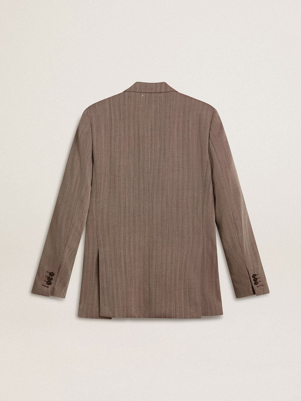 Men's beige chevron wool blend double-breasted blazer