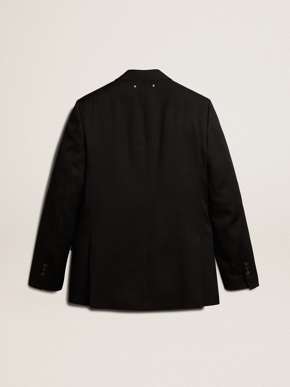 Men’s black double-breasted blazer with button fastening