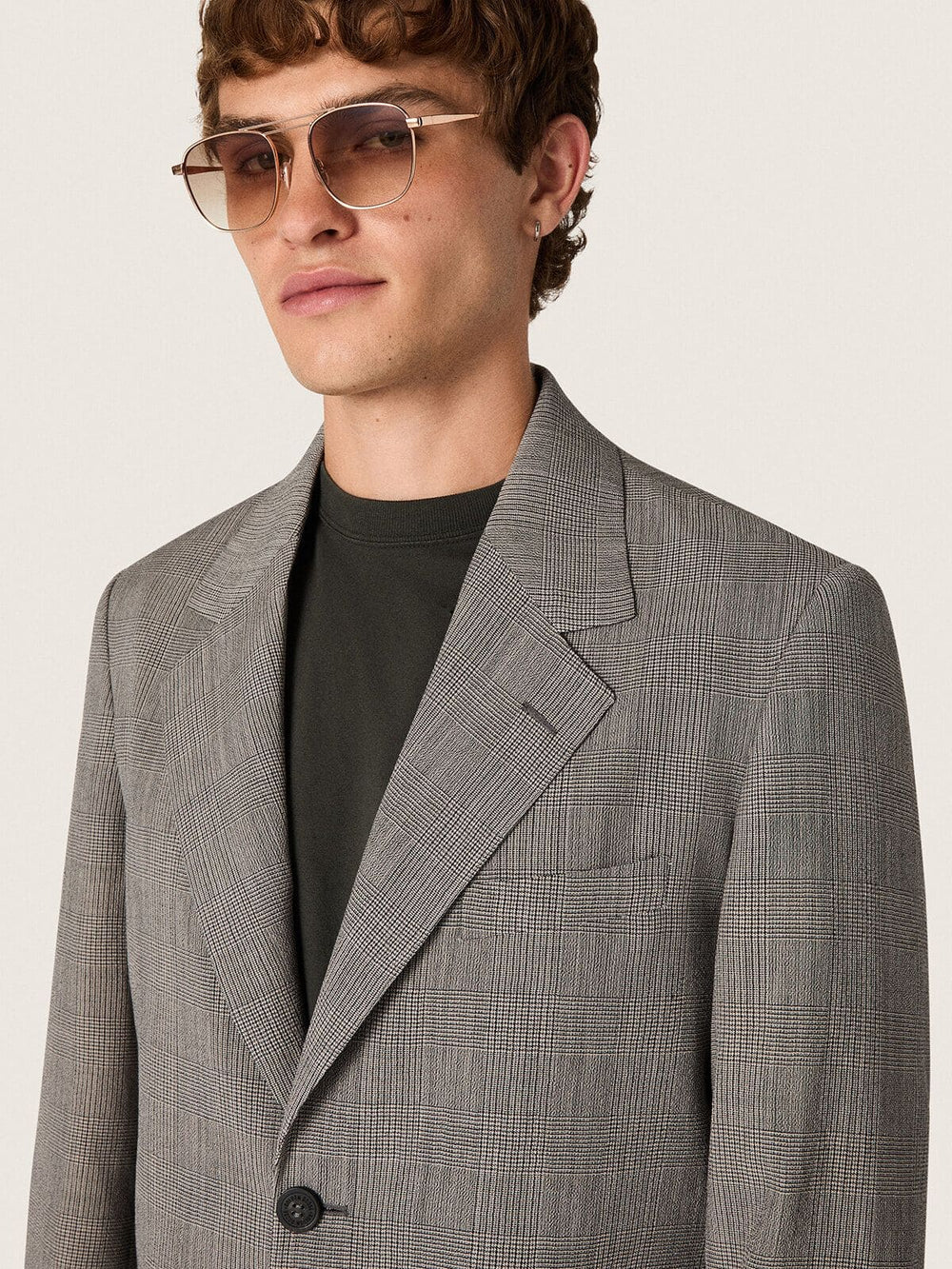 Men's jacket in gray Prince of Wales check wool