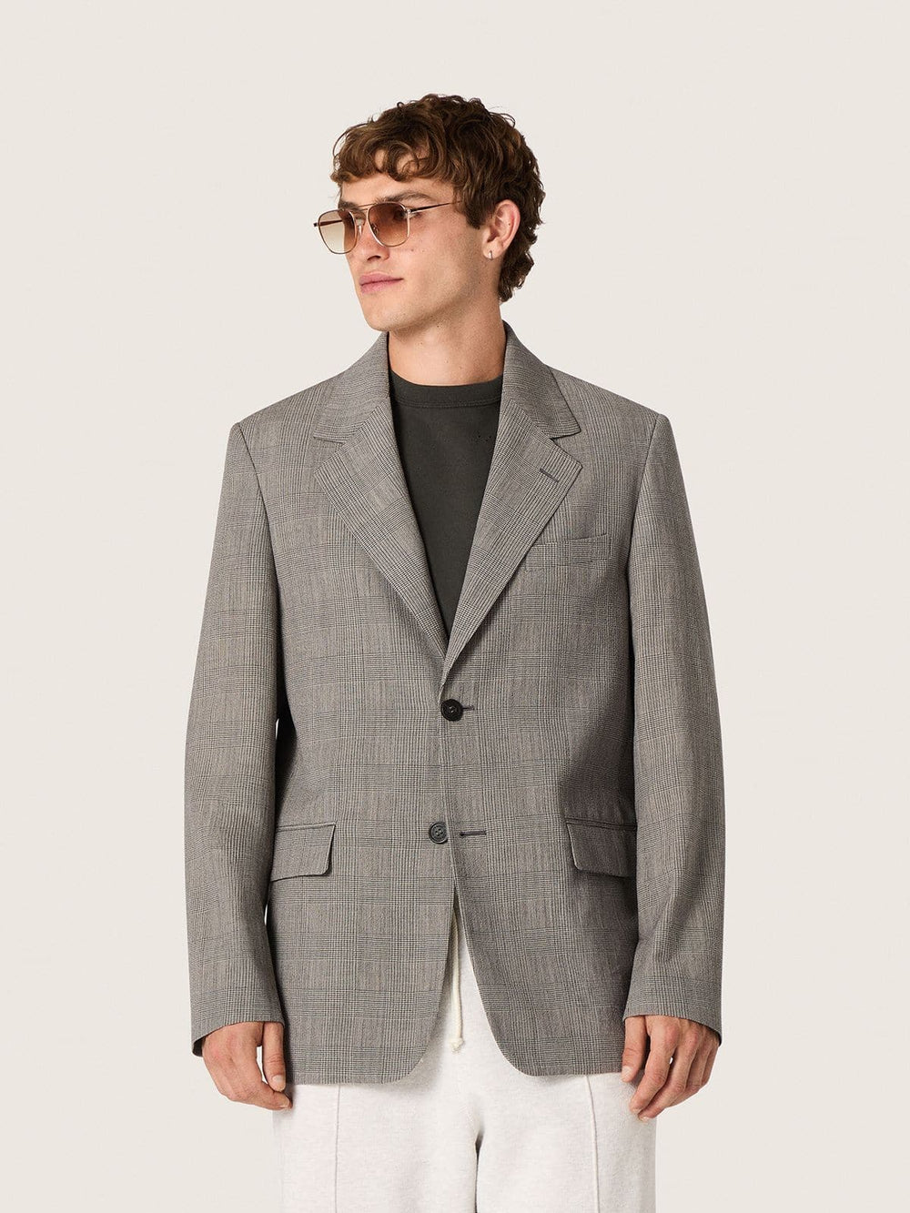 Men's jacket in gray Prince of Wales check wool