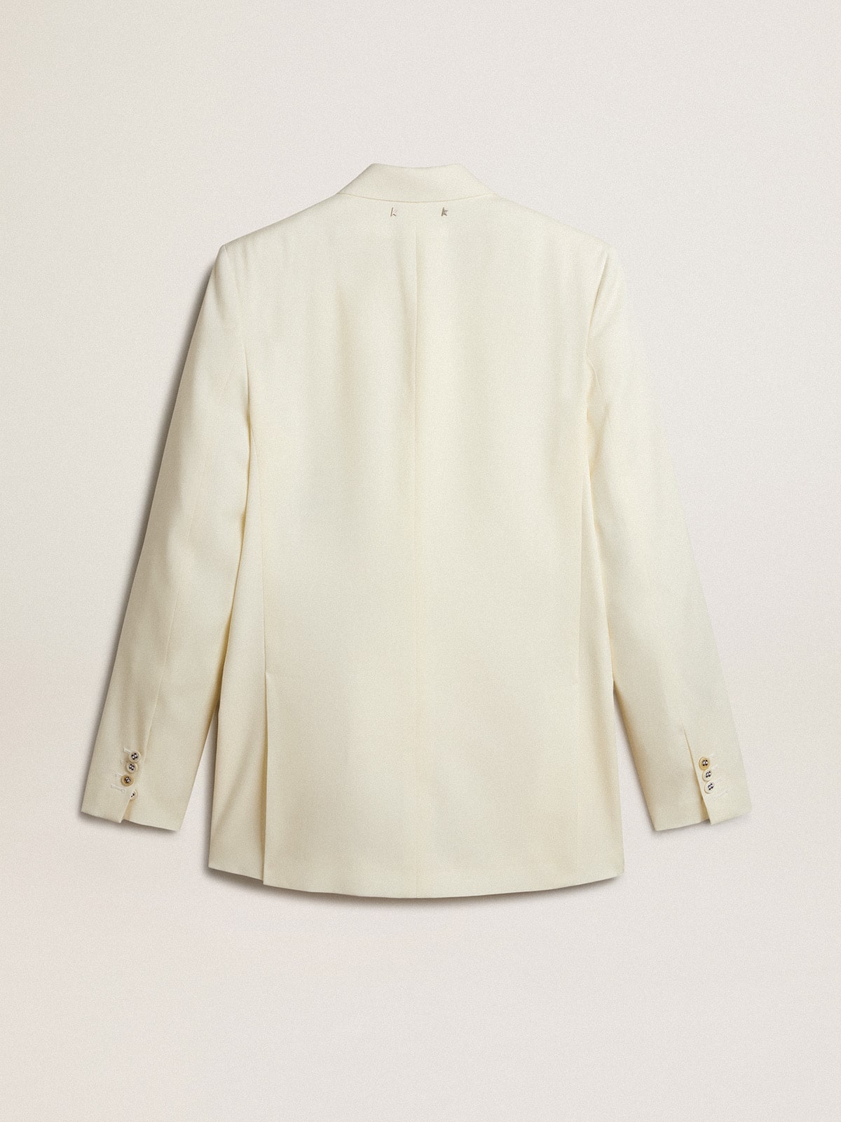 Men’s cream-colored double-breasted blazer