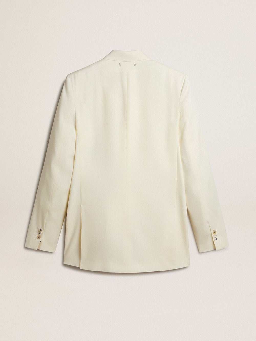 Men’s cream-colored double-breasted blazer