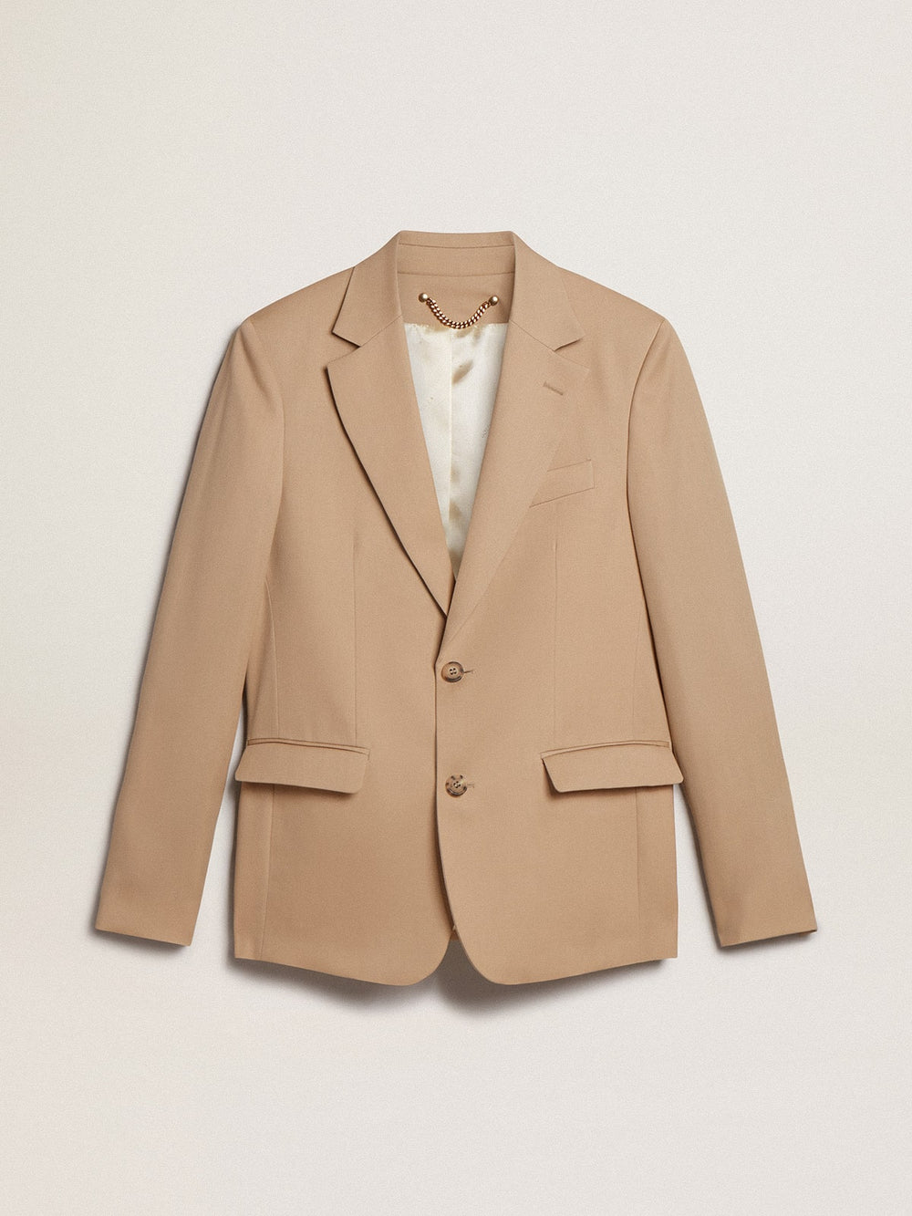 Single-breasted blazer in sand with horn buttons