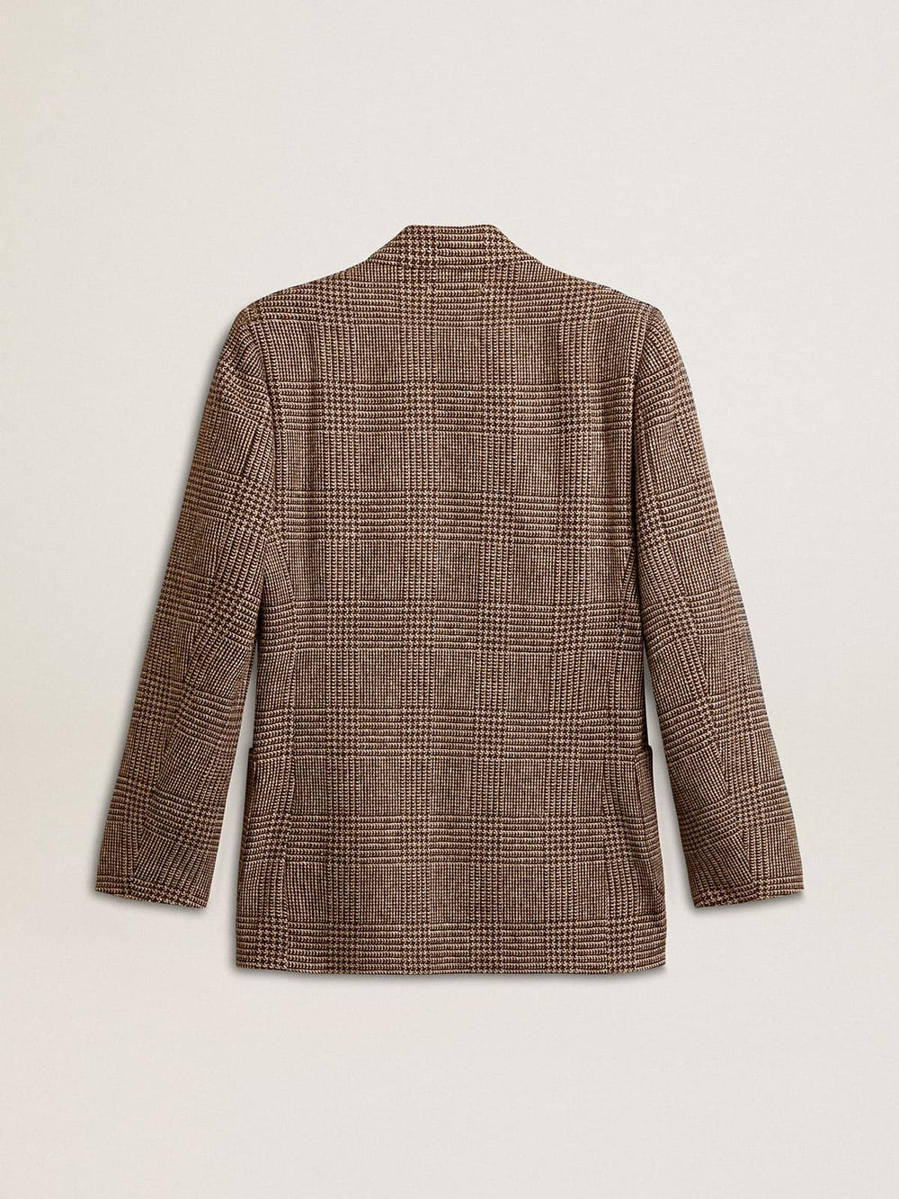 Gray single-breasted blazer for men in houndstooth wool