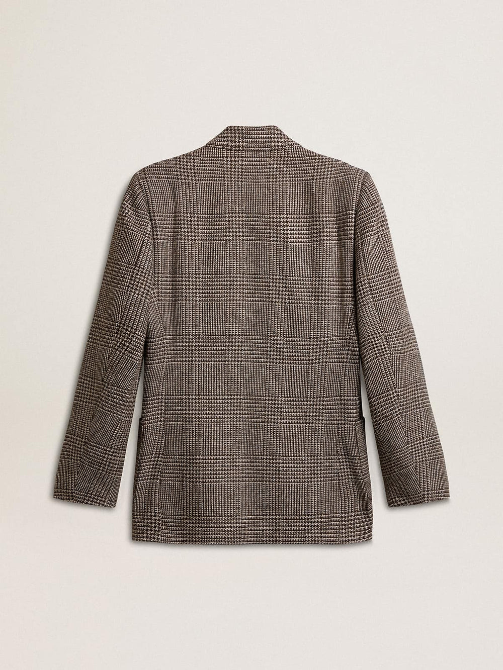 Gray single-breasted blazer for men in houndstooth wool