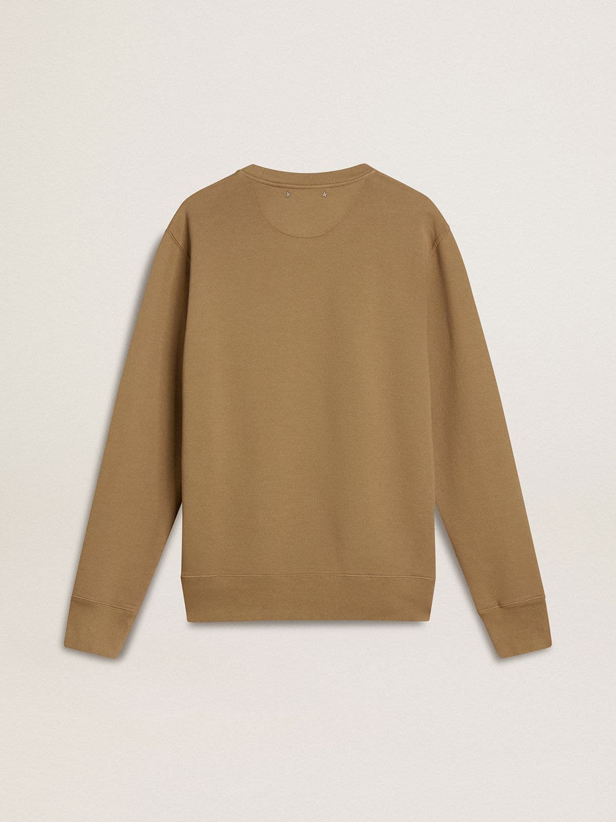 Men's beige cotton sweatshirt with print on the front