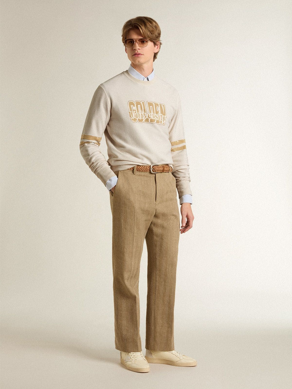 Men's white cotton sweatshirt with front print