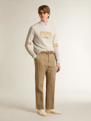 Men's white cotton sweatshirt with front print