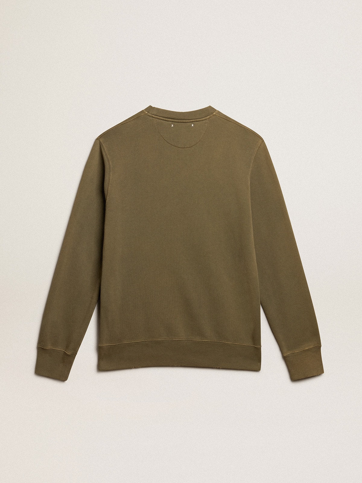 Men's olive green sweatshirt with Golden lettering