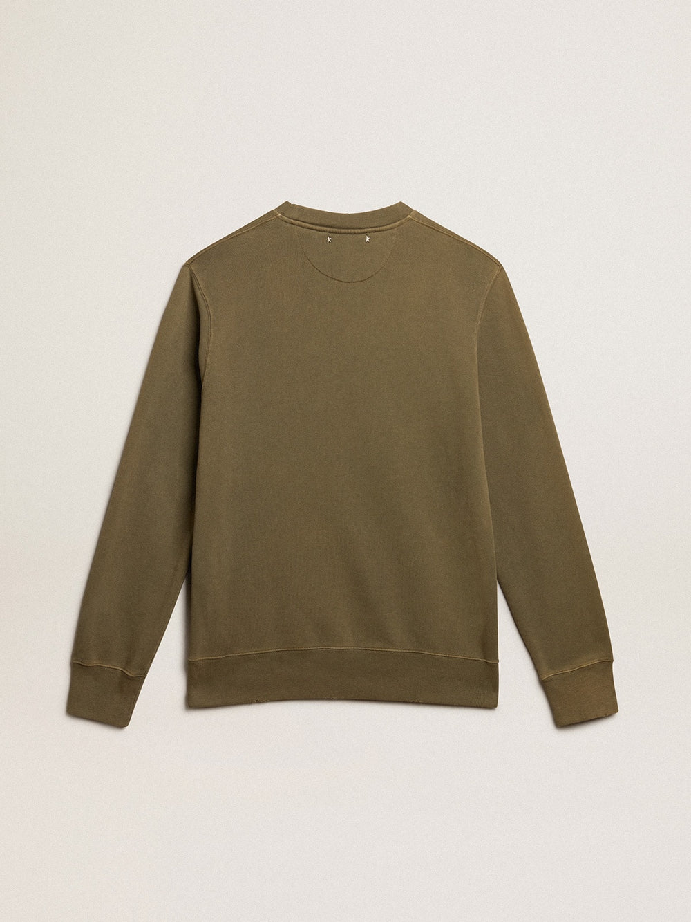 Men's olive green sweatshirt with Golden lettering