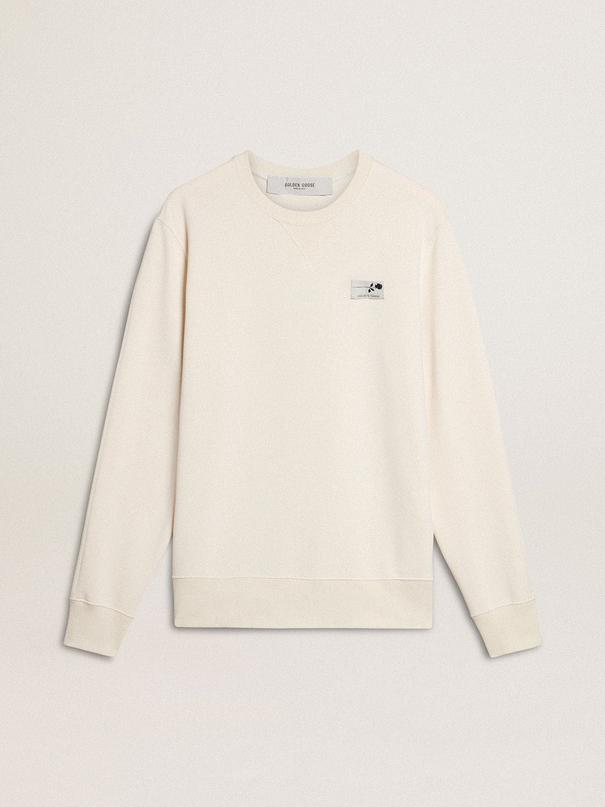 Men's white cotton sweatshirt with print on the back