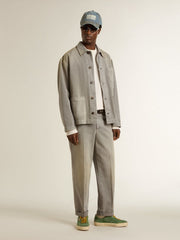 Men's white cotton sweatshirt with print on the back