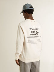 Men's white cotton sweatshirt with print on the back