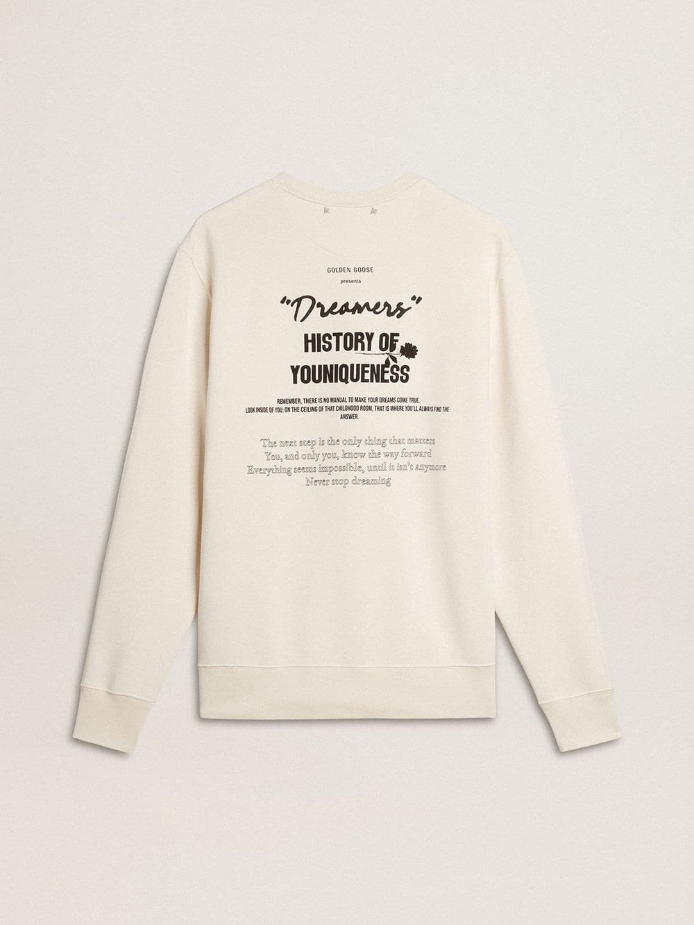 Men's white cotton sweatshirt with print on the back
