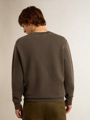 Men's gray sweatshirt with logo and distressed treatment