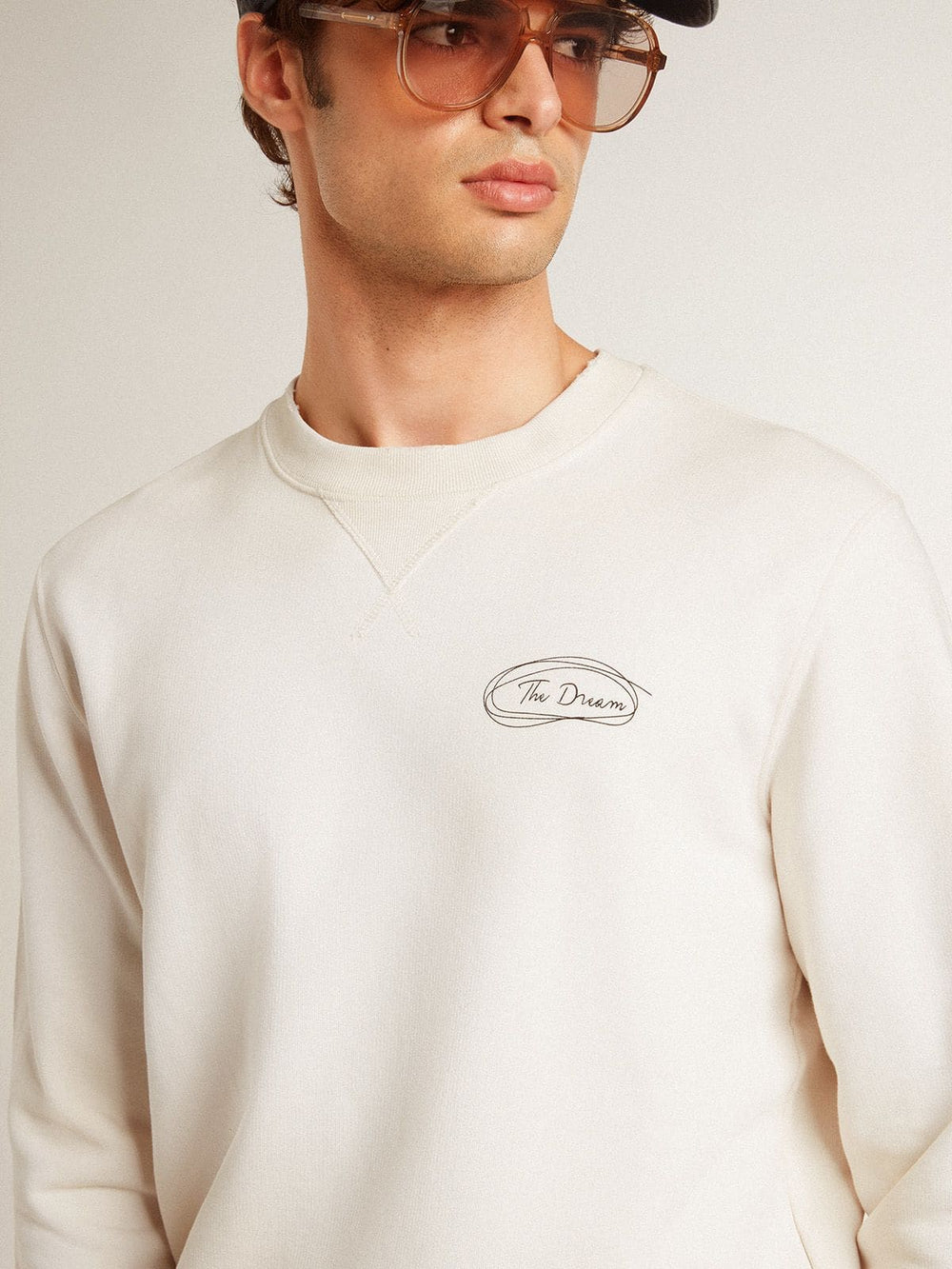 Men's sweatshirt in worn white with print