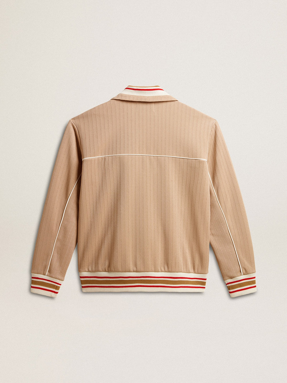 Men’s light beige zipped sweatshirt with white logo