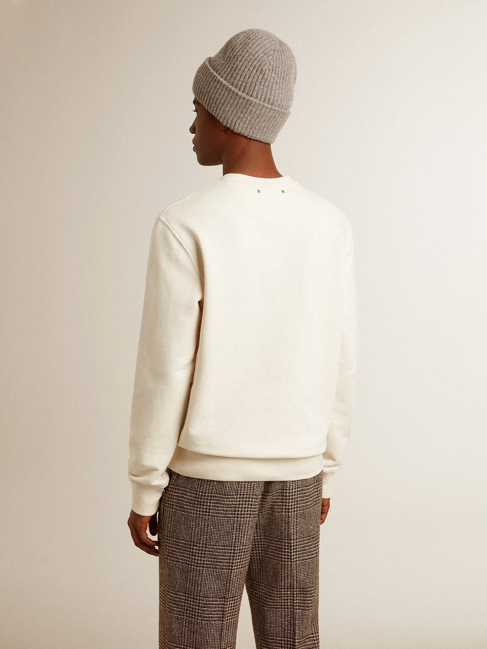 Men's cotton crew-neck sweatshirt with embroidered lettering