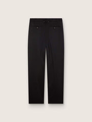 Men's pants in black cool wool with satin side stripe