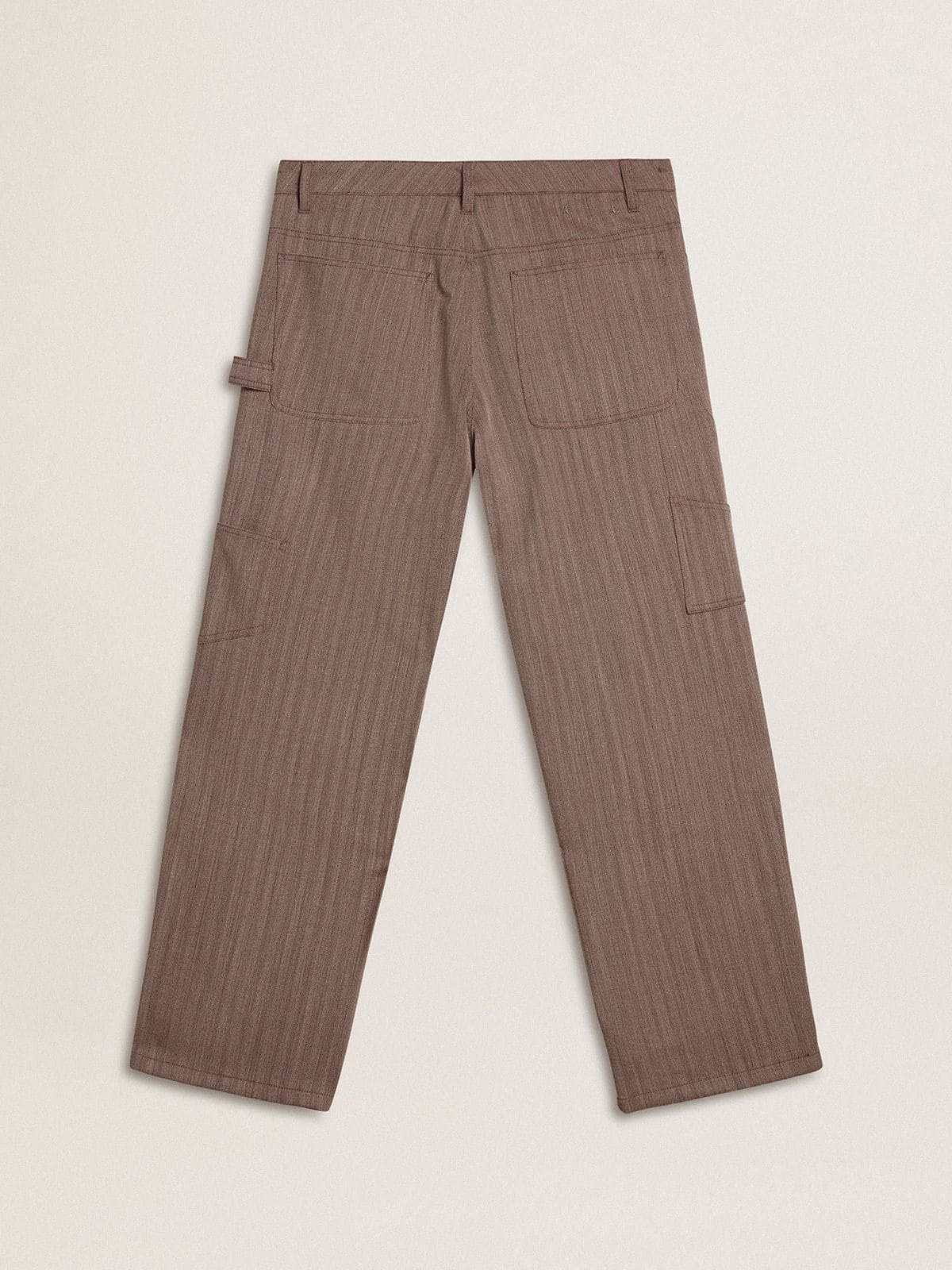 Men’s wool blend pants in light brown micro chevron