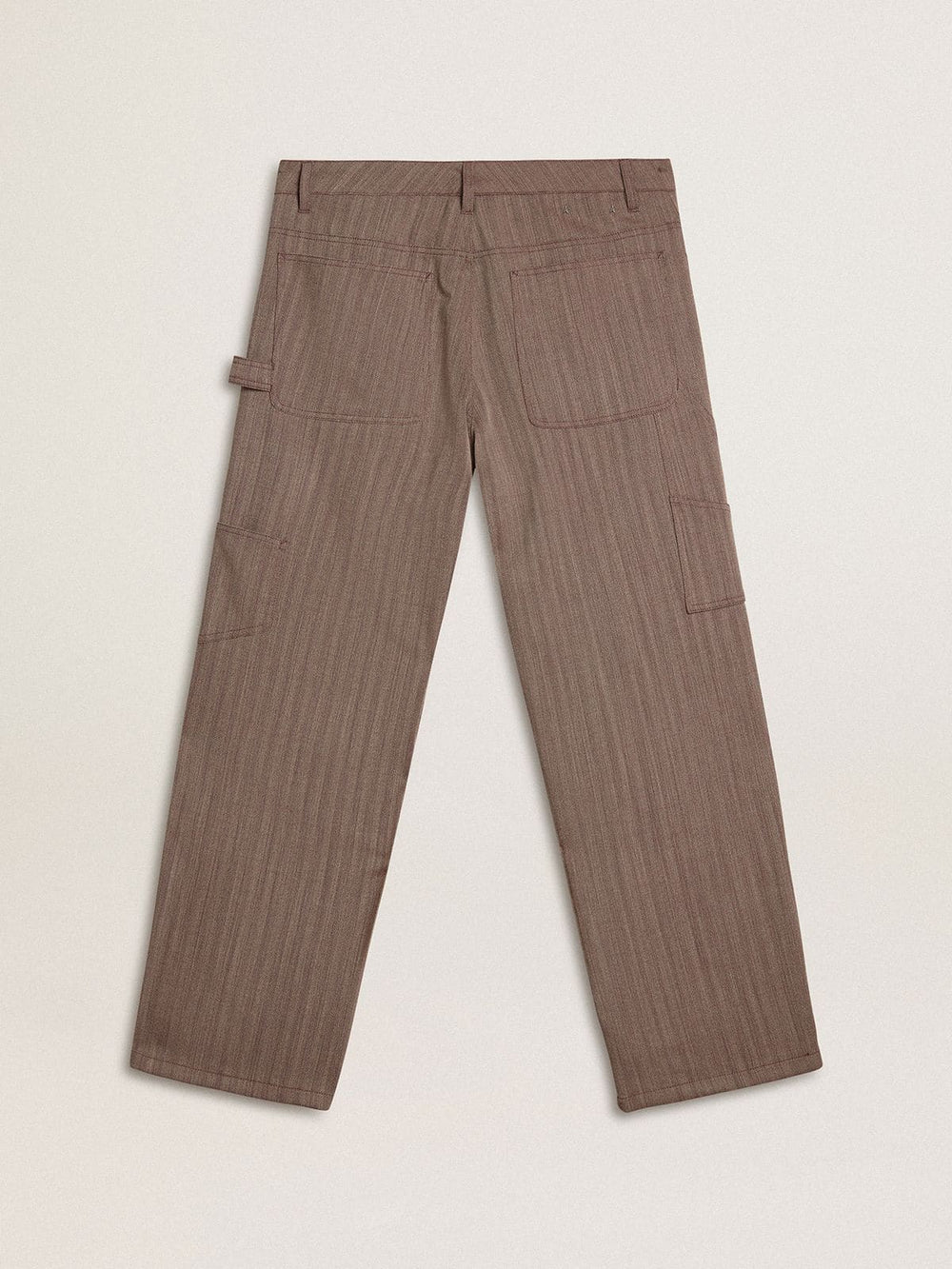 Men’s wool blend pants in light brown micro chevron