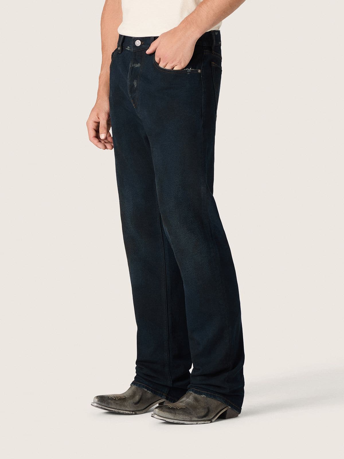 Men’s slim-fit jeans in dark indigo stretch denim