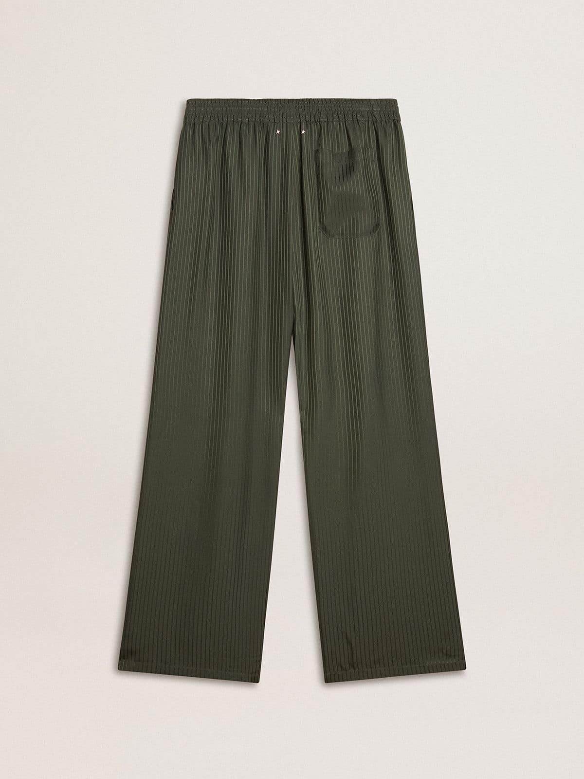 Men's dark green joggers with vertical stripes