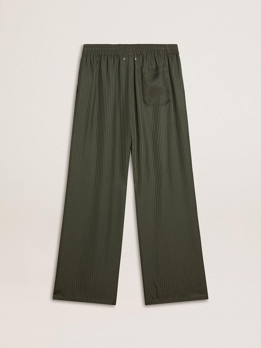 Men's dark green joggers with vertical stripes