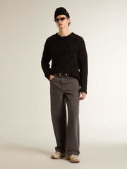 Men's dark gray jeans in twist crease-wash denim