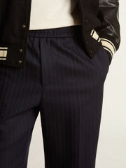 Men's wool pants with vertical thin stripes