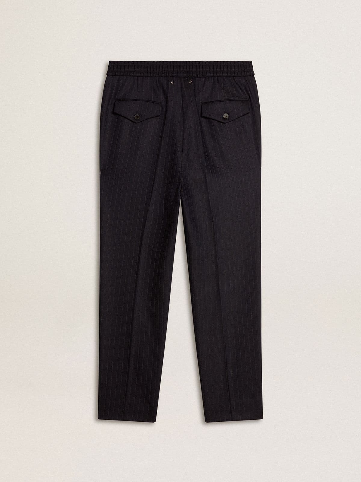 Men's wool pants with vertical thin stripes